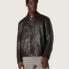 Men’s bomber jacket in burgundy nappa leather