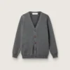 Men's cardigan in mélange gray cotton with logo on the back