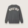 Men's cardigan in mélange gray cotton with logo on the back