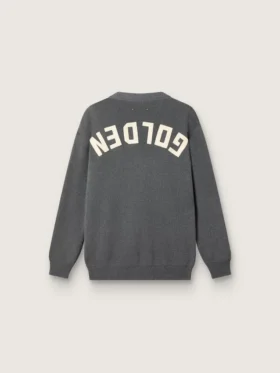 Men’s cardigan in mélange gray cotton with logo on the back