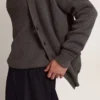 Men's cardigan in mélange gray cotton with logo on the back