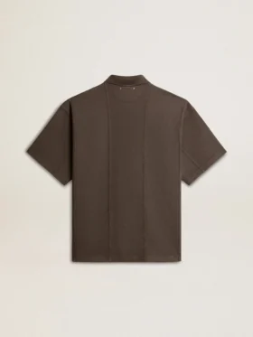 Men’s cotton polo shirt in anthracite gray with embroidery