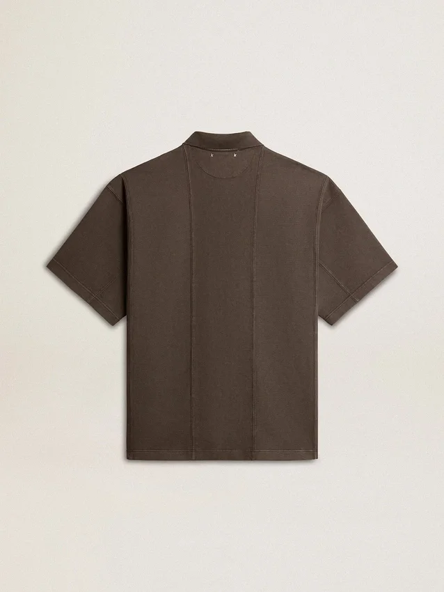 Men's cotton polo shirt in anthracite gray with embroidery