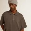 Men's cotton polo shirt in anthracite gray with embroidery