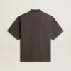 Men's cotton polo shirt in anthracite gray with embroidery