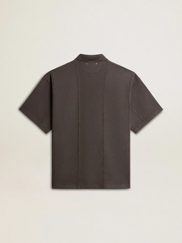 Men's cotton polo shirt in anthracite gray with embroidery