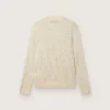 Men's crew-neck sweater in white merino wool with all-over crystals