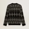 Men’s crew neck wool blend sweater with jacquard argyle design
