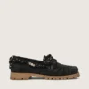 Men's Cruise loafers in black waxed suede with black hiking laces