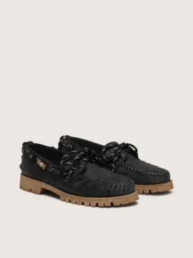 Men’s Cruise loafers in black waxed suede with black hiking laces
