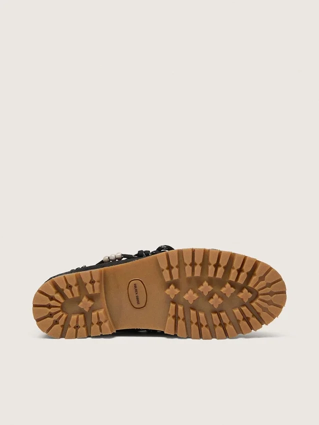 Men's Cruise loafers in black waxed suede with black hiking laces