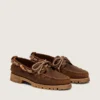 Men's Cruise loafers in brown waxed suede with dove gray hiking laces