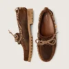 Men's Cruise loafers in brown waxed suede with dove gray hiking laces
