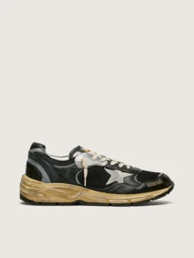 Men’s Dad-Star in black and silver mesh and nappa with ice-gray star