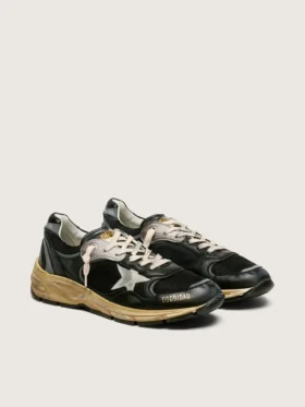 Men’s Dad-Star in black and silver mesh and nappa with ice-gray star