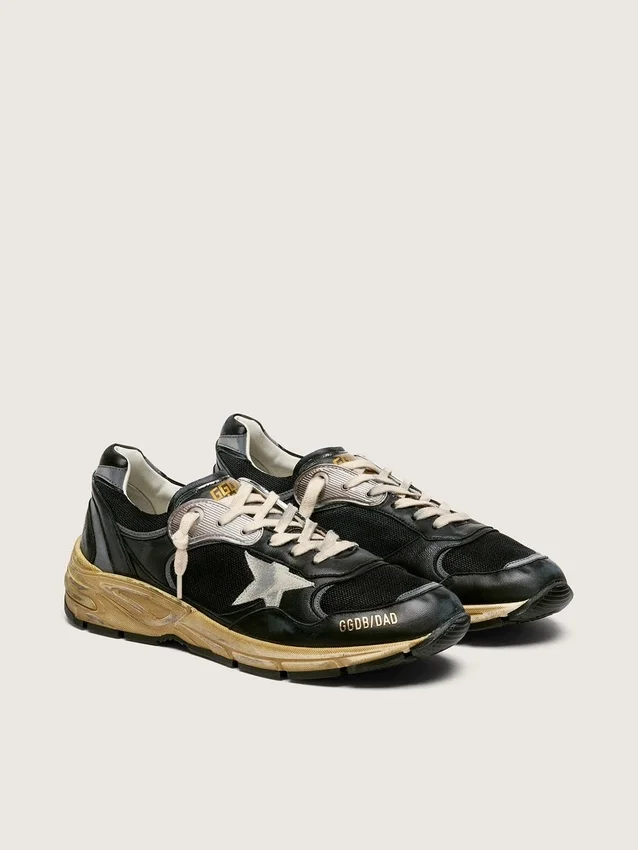 Men’s Dad-Star in black and silver mesh and nappa with ice-gray star