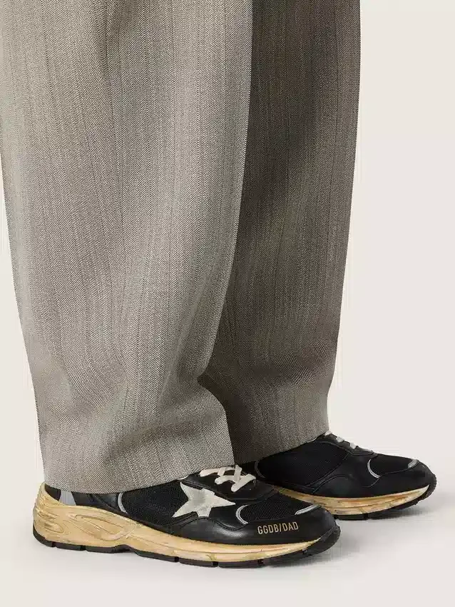 Men’s Dad-Star in black and silver mesh and nappa with ice-gray star