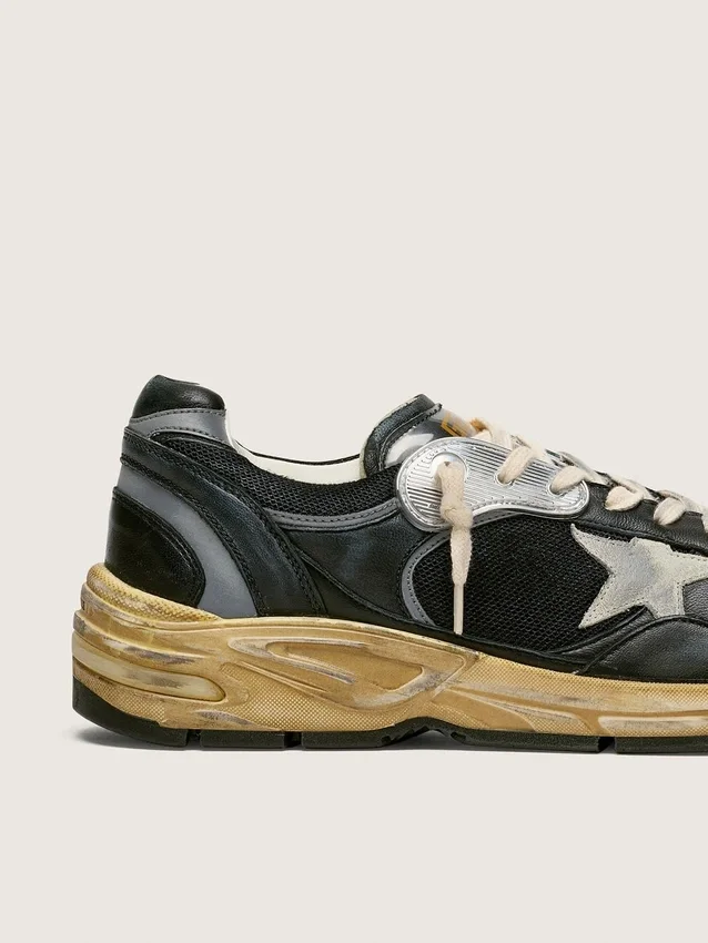 Men’s Dad-Star in black and silver mesh and nappa with ice-gray star