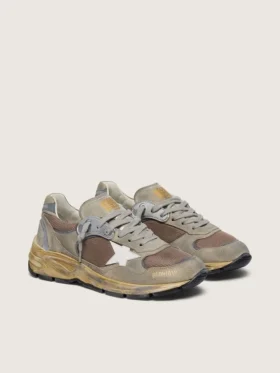 Men’s Dad-Star in dove-gray suede and silver mesh with white leather star and suede heel tab