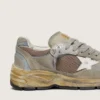 Men's Dad-Star in dove-gray suede and silver mesh with white leather star and suede heel tab