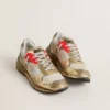 Men's Dad-Star in mesh and gold foiled leather with white leather star
