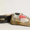 Men's Dad-Star in mesh and gold foiled leather with white leather star
