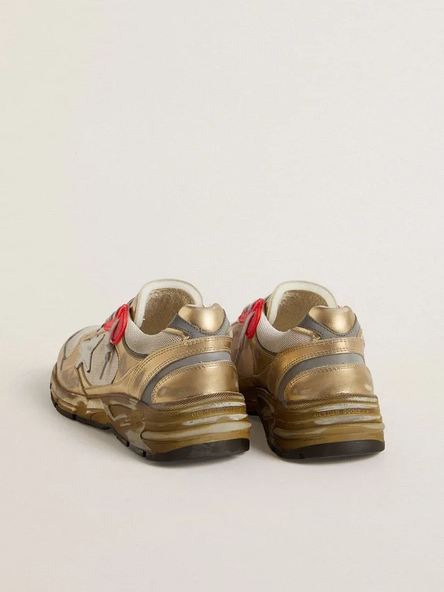 Men's Dad-Star in mesh and gold foiled leather with white leather star