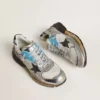 Men's Dad-Star in mesh and silver foiled leather with black leather star