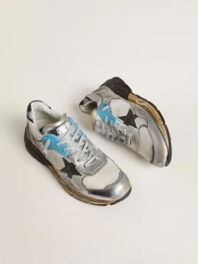 Men’s Dad-Star in mesh and silver foiled leather with black leather star
