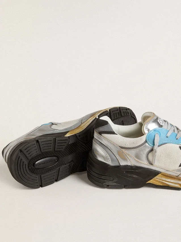 Men's Dad-Star in mesh and silver foiled leather with black leather star