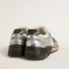 Men's Dad-Star in mesh and silver foiled leather with black leather star