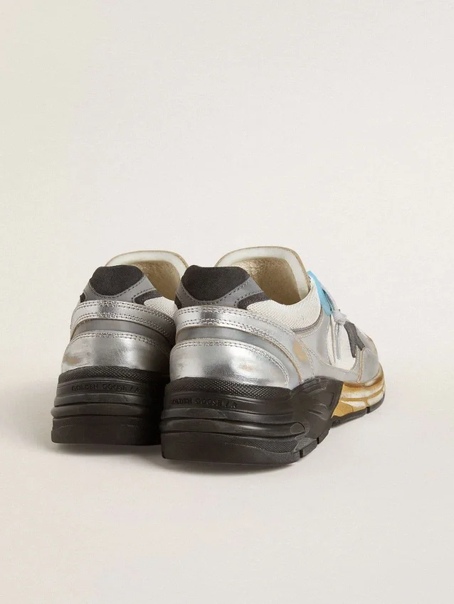 Men's Dad-Star in mesh and silver foiled leather with black leather star
