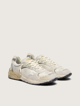 Men’s Dad-Star in suede and mesh with white leather star and beige leather heel tab