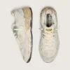 Men's Dad-Star in suede and mesh with white leather star and beige leather heel tab