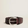 Men's dark brown woven leather belt