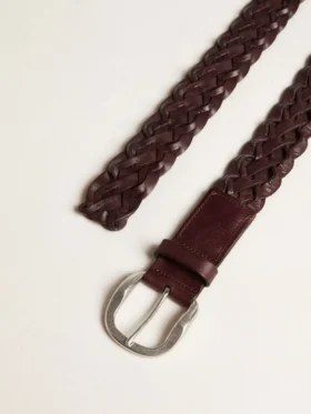Men’s dark brown woven leather belt