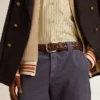 Men's dark brown woven leather belt