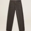 Men's dark gray jeans in twist crease-wash denim