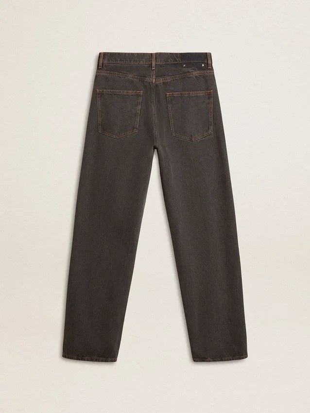 Men's dark gray jeans in twist crease-wash denim