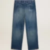 Men's denim chinos with distressed details