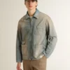 Men's distressed-effect denim jacket with zip