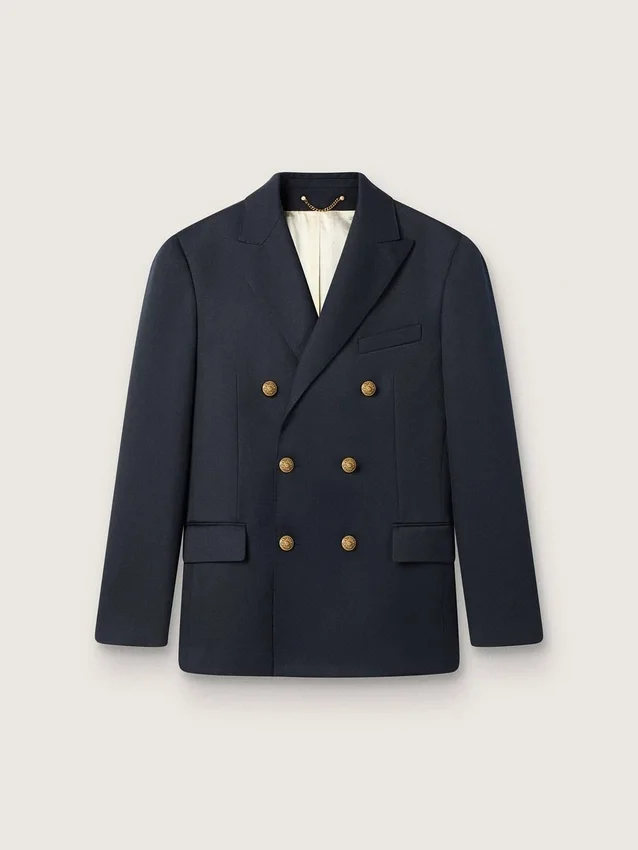 Men's double-breasted blazer in dark blue