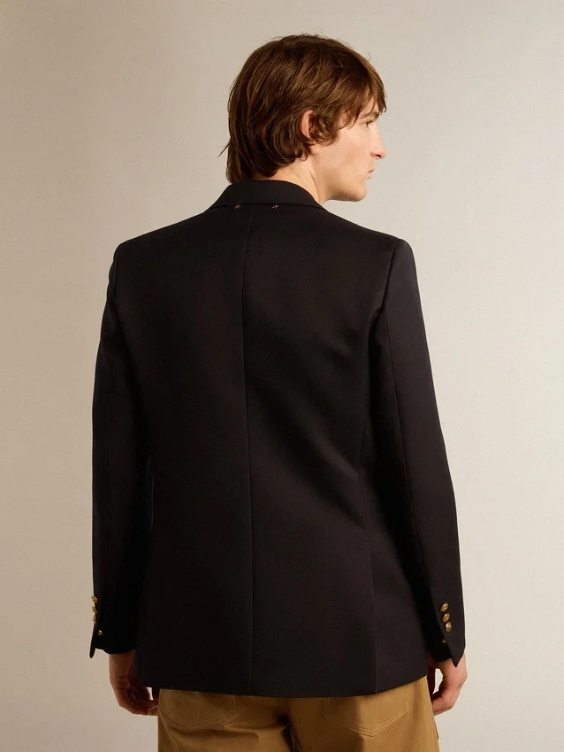 Men's double-breasted blazer in dark blue