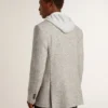 Men's double-breasted jacket in gray silk and chevron wool
