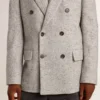 Men's double-breasted jacket in gray silk and chevron wool