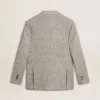 Men's double-breasted jacket in gray silk and chevron wool