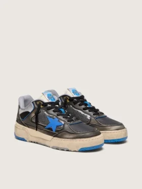 Men’s Forty2 in black foam rubber and leather with TPU star and black leather heel tab
