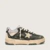 Men's Forty2 in green leather and cream nylon with TPU star and silver leather heel tab
