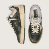 Men's Forty2 in green leather and cream nylon with TPU star and silver leather heel tab