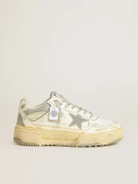 Men’s Forty2 in white leather with laces with Swarovski crystals and gray TPU star